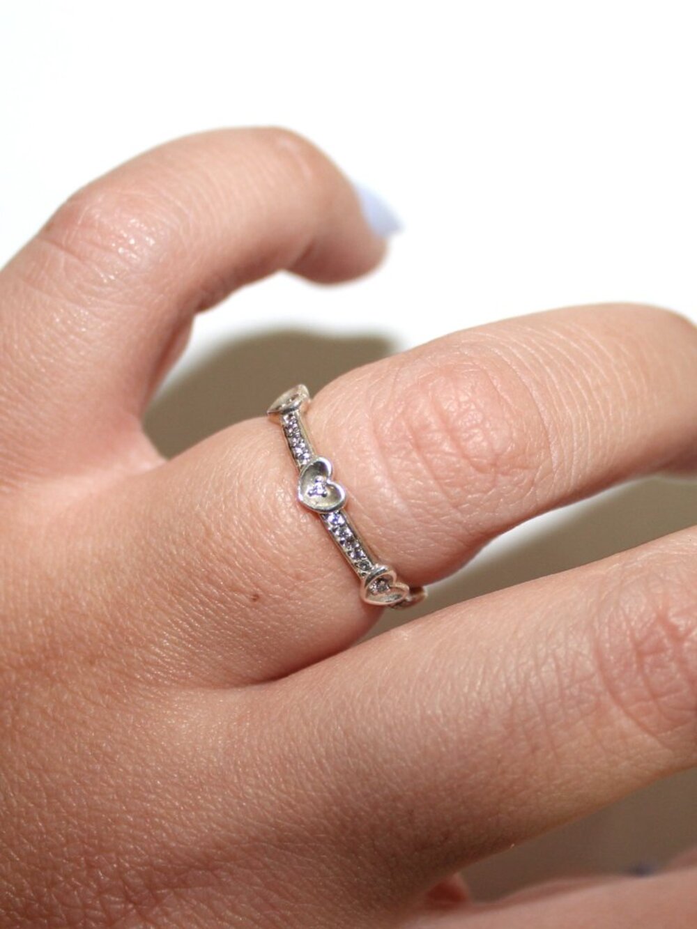 Pandora Radiant Sparkling Hearts Ring Sterling Silver Size 54 (7) - Picture 2 of 6
